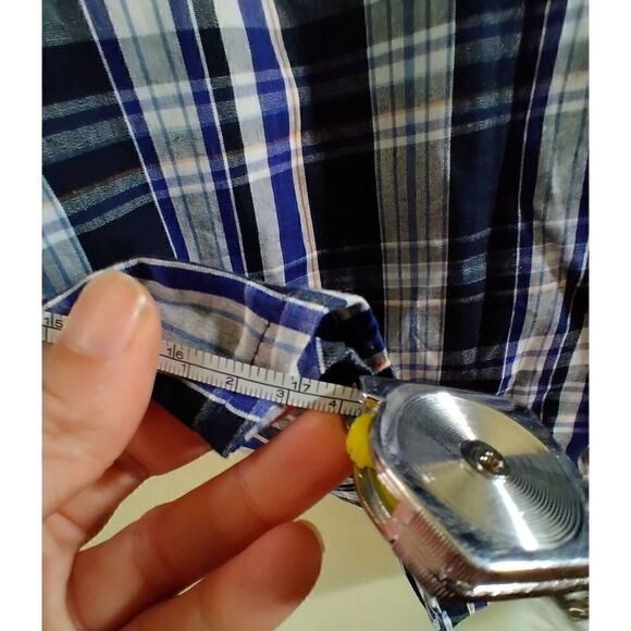 Vintage Phat Farm 3X Plaid Collar Short Sleeve Shirt Blue Red Original Flava Cot - Picture 6 of 8